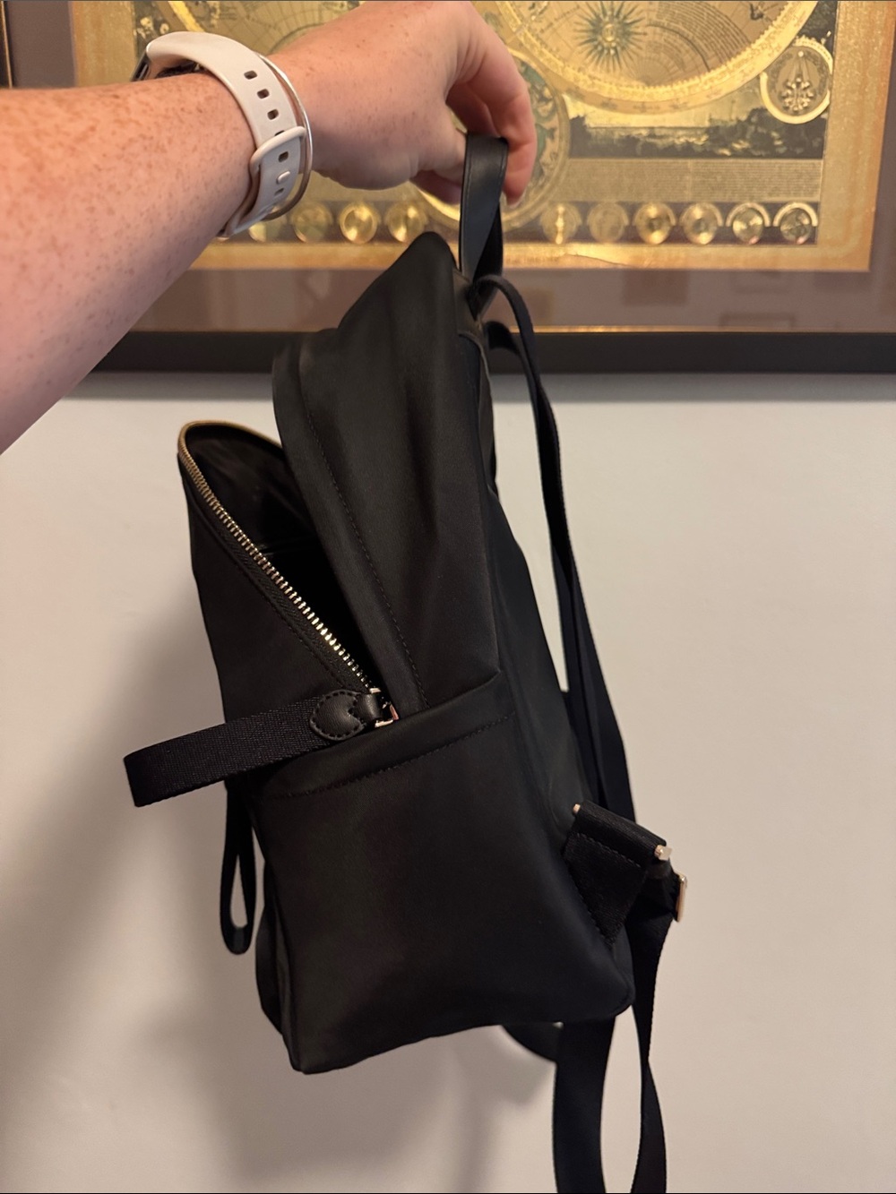 NWOT kate spade Black Nylon Mini Backpack with Gold Logo - Picture 10 of 11